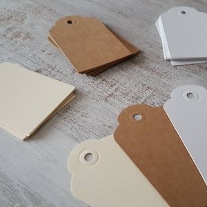 Gift Tags - Paper Gift Tags - Paper Tags - Handmade Gift Tags - Medium Size Gift Tags - Kraft Gift Tags - Ivory Gift Tags - White Gift Tags