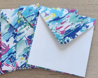 Oceanside Envelopes - Mini Envelopes with Cards - 3x3 Mini Note Cards - Mini Cards & Envelopes - Mini Square Cards - Set of 4