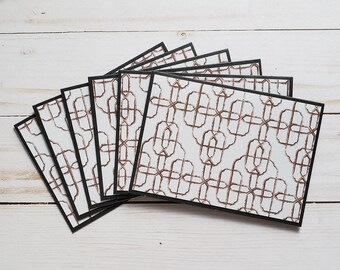 Vintage Note Card Set - Note Cards - Set of 6 - Pattern Note Cards - Stationery Set - Pen Pal Stationery