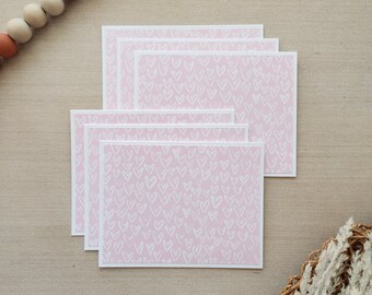 Pastel Pink Greeting Cards - Handmade Pastel Heart Greeting Cards - Blank Note Cards - Heart Greeting Cards - Set of 6