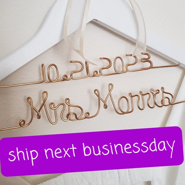 Ships Next Day,CustomWire hanger, Personalized name hanger, Wedding hanger, Priority mail option,wedding photo, Wedding GIFts, Bridal hanger