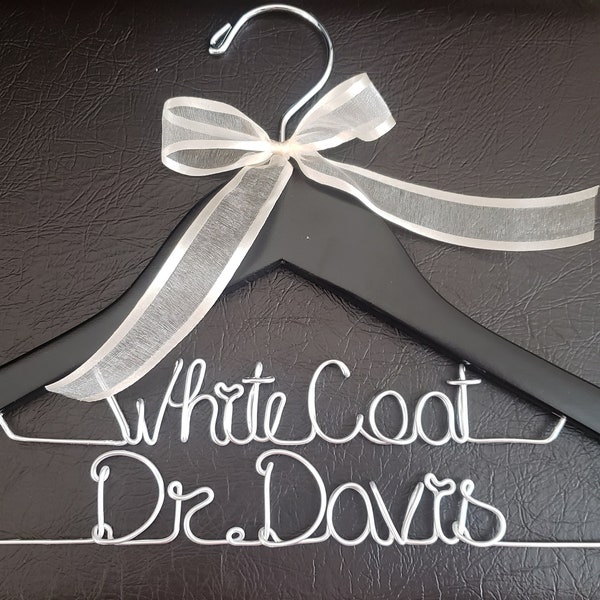 The White Coat hanger,Dr. custom hanger,custom hanger with wire,Anniversary Gift, Custom Gifts for Nurses, personalized gifts for Pharmacist