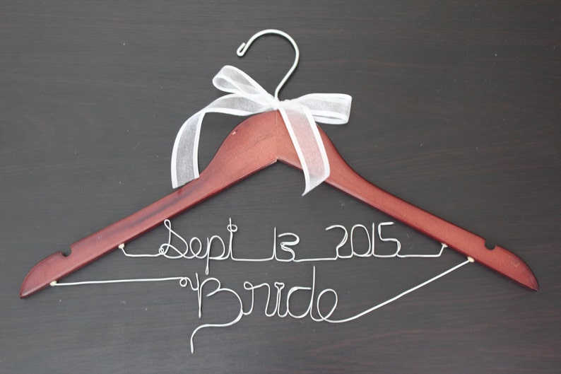 Personalized wedding hanger, custom bridal bride bridesmaid name hanger, personalized wedding dress hanger, custom wedding hanger image 1