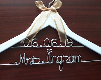 Personalized  Hangers-Wedding Hanger-Bridal Dress Hanger-Wedding Name Hangers-Double line hanger- wedding dress photos-wedding gift