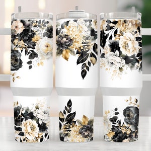 Black & Gold Roses 40oz Tumbler Sublimation Wrap