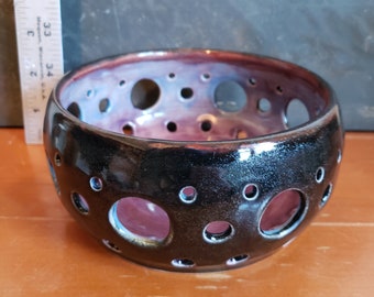 Fruit bowl, glittery black and blue/purple