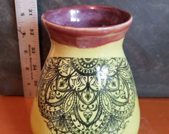 Lime and Purple Mandala Vase