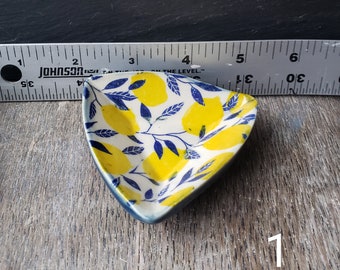 extra small  ring dishes. lemons, black cat, flowers, bee, butterfly