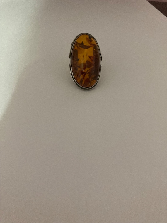 Sterling Silver Baltic Amber Ring Size 8.25 - image 1