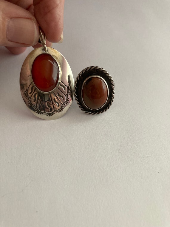 Amber Sterling Silver Pendant with Ring
