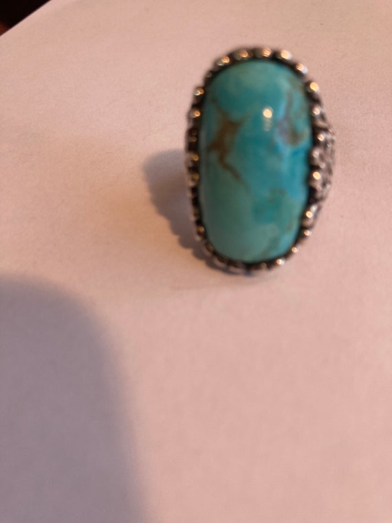 Sterling Silver Turquoise Ring Size 7.25 - image 1