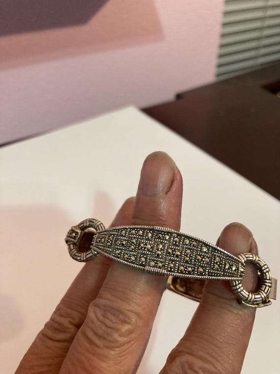 Sterling Silver Judith Jack Signed Marcasite Brac… - image 2