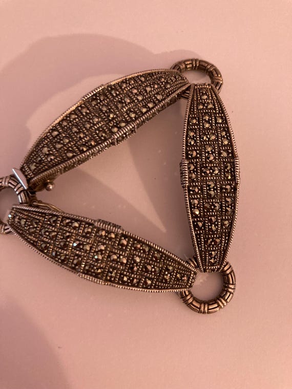 Sterling Silver Judith Jack Signed Marcasite Brac… - image 5