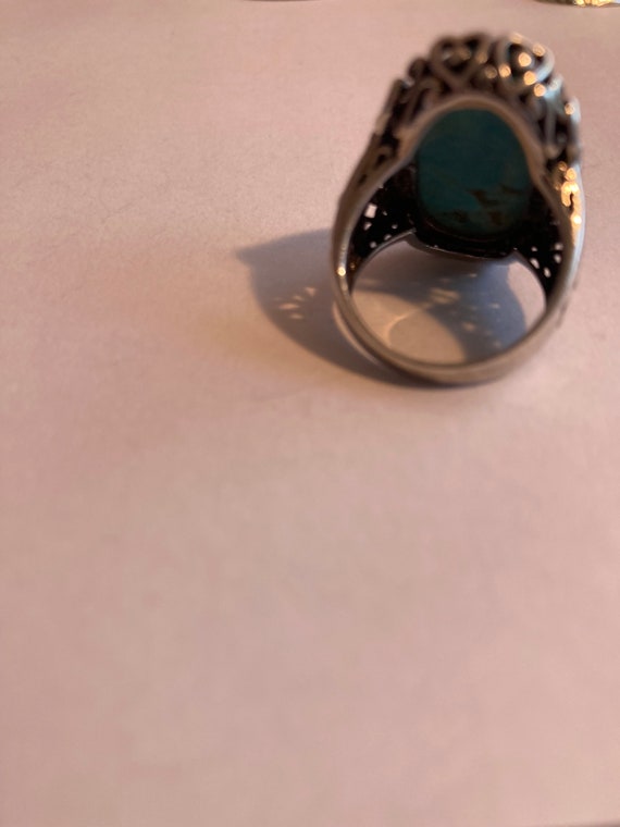 Sterling Silver Turquoise Ring Size 7.25 - image 4