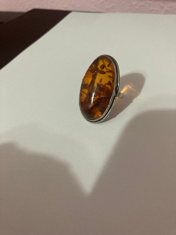 Sterling Silver Baltic Amber Ring Size 8.25 - image 4