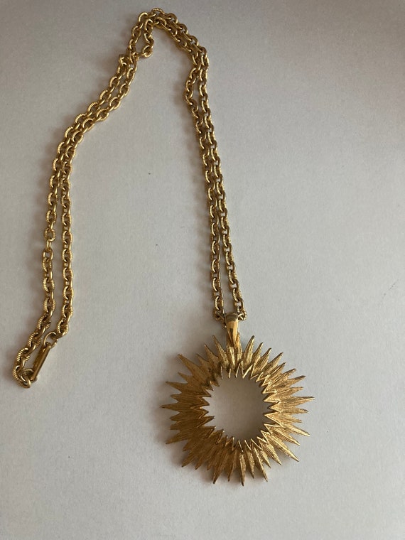 Goldtone Sunburst Charm Necklace