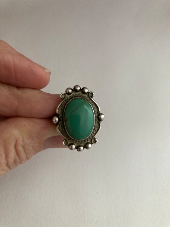 Green Turquoise Sterling Silver size 7.5 ring