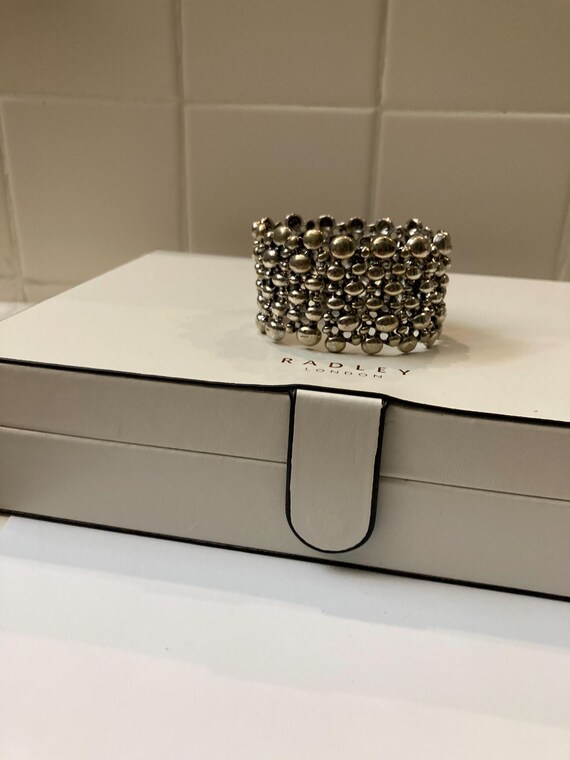 Beaded Silver Stretch Bracelet - image 1