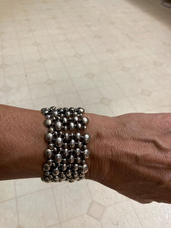 Beaded Silver Stretch Bracelet - image 2