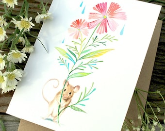 Mouse Blank Notecard | Stationery | Watercolor Painting | Greeting Card