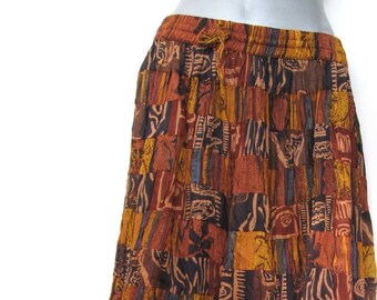 Brown Crimp Patchwork Skirt