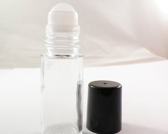 LARGE GlASS ROLL-On BOTTLEs-XL! 1 oz Choose Set/ Cap, 30ml. N0-Leak Roller ball w/Black or White Caps Essential Oil Perfume Supplies