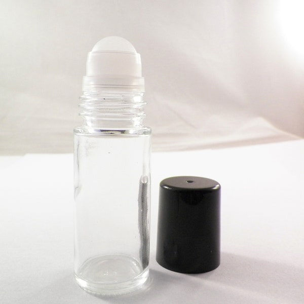 LARGE GLASS ROLL-On BOTTLEs- 1 oz. Choose Set/ Cap, 30ml. N0-Leak Roller ball w/Black, White, Blue Cap Essential Oil Perfume Supplies
