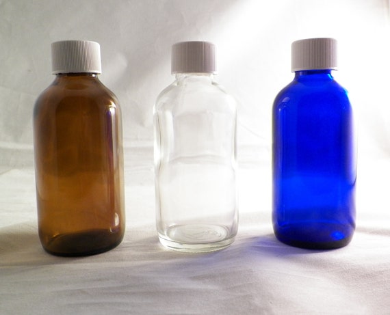 8 GLASS TINCTURE BOTTLES W/ Cap or Dropper 4 Oz/ 120ml Clear/amber/ Cobalt  Uv-protected Empty Use W/ Essential Oils Etc. n20 