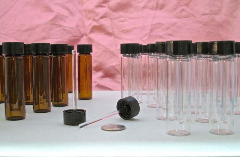 50pc Set Clear vs Amber 8mL glass applicator screwcap Etsy