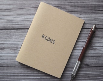 Hashtag goals notebook kraft journal travel pocket jotter small simple