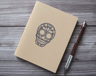 Sugar skull notebook kraft journal travel pocket jotter small simple