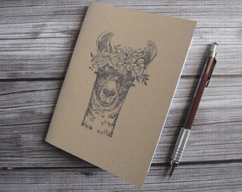 Flower llama alpaca journal travel pocket jotter small simple