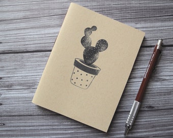 Cactus plant notebook kraft journal travel pocket jotter small simple