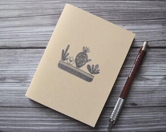 Long succulent planer cactus notebook kraft journal travel pocket jotter small simple