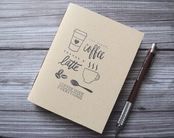 Coffee collage notebook, kraft journal travel pocket jotter