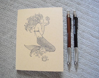 Travel size Mermaid notebook kraft journal jotter pocket small