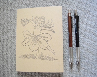 Fairy notebook kraft journal garden nature flowers plain blank pocket