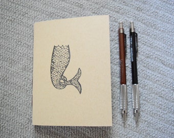 Mermaid tail notebook kraft journal travel pocket jotter small simple