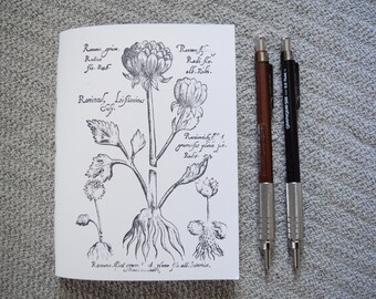 Botanical notebook white journal travel pocket jotter small simple