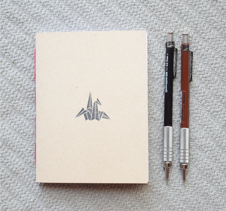 Origami Crane Notebook, Kraft Travel Pocket Journal, Small Jotter Etsy