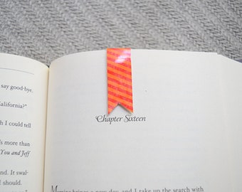 Orange red chevron magnetic banner bookmark, planner bookmark, book clip, page marker, paper clip, washi bookmark, small bookmark