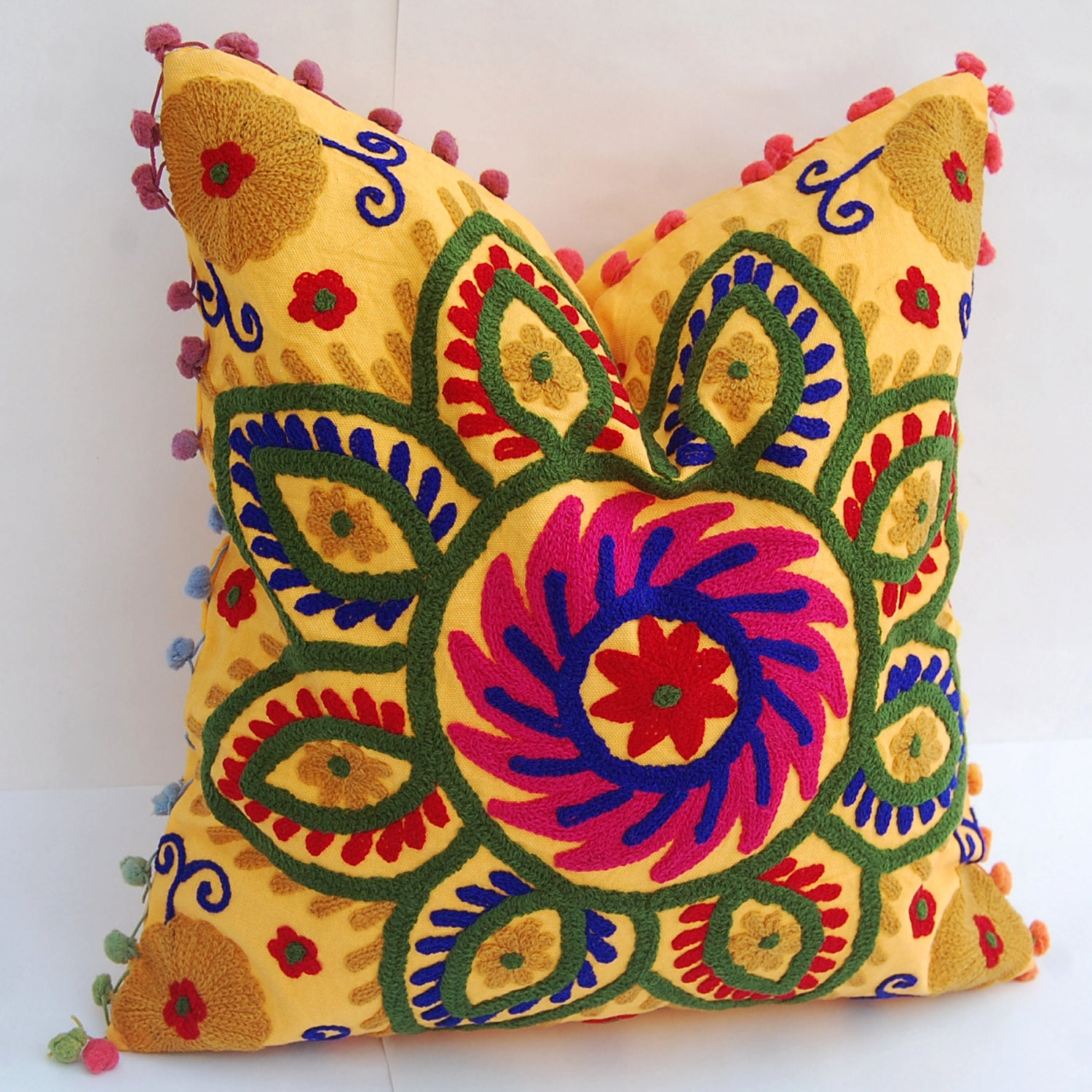 Suzani Cushion Cover Embroidered Pillow Covers Turkish Style Etsy