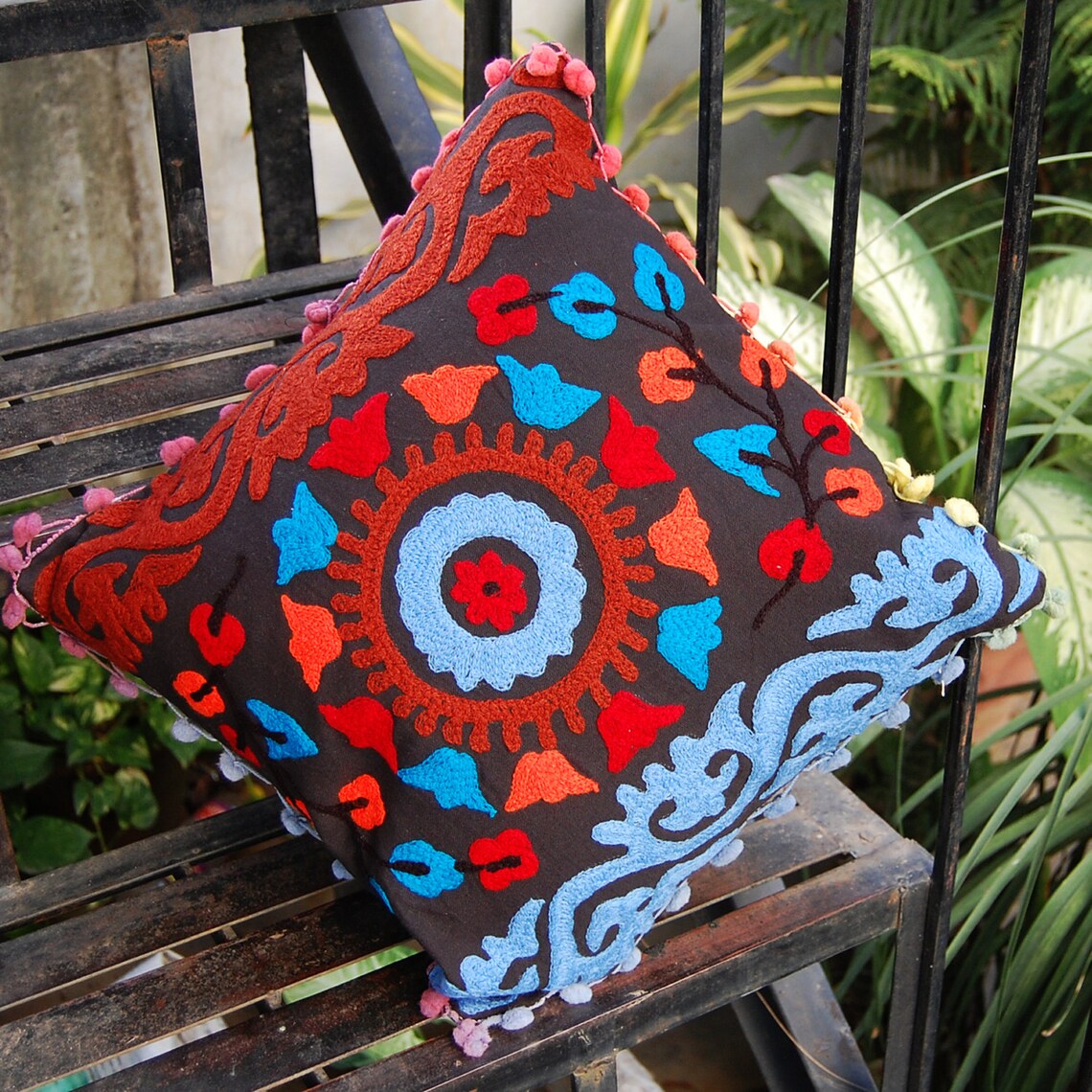 Cotton Pillow case Suzani Cushion Cover Uzbekistan Style Etsy