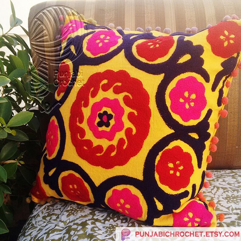 Indian Decorative Pillow Cases Suzani Cushion Covers Handmade Etsy