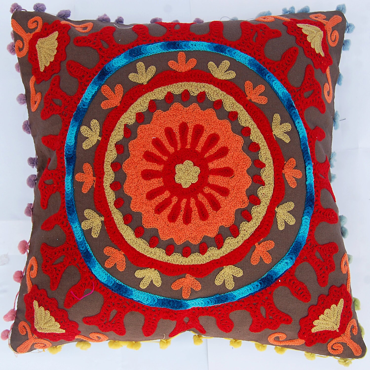 Indian Decorative Pillow Covers Handmade Woolen Embroidered Etsy