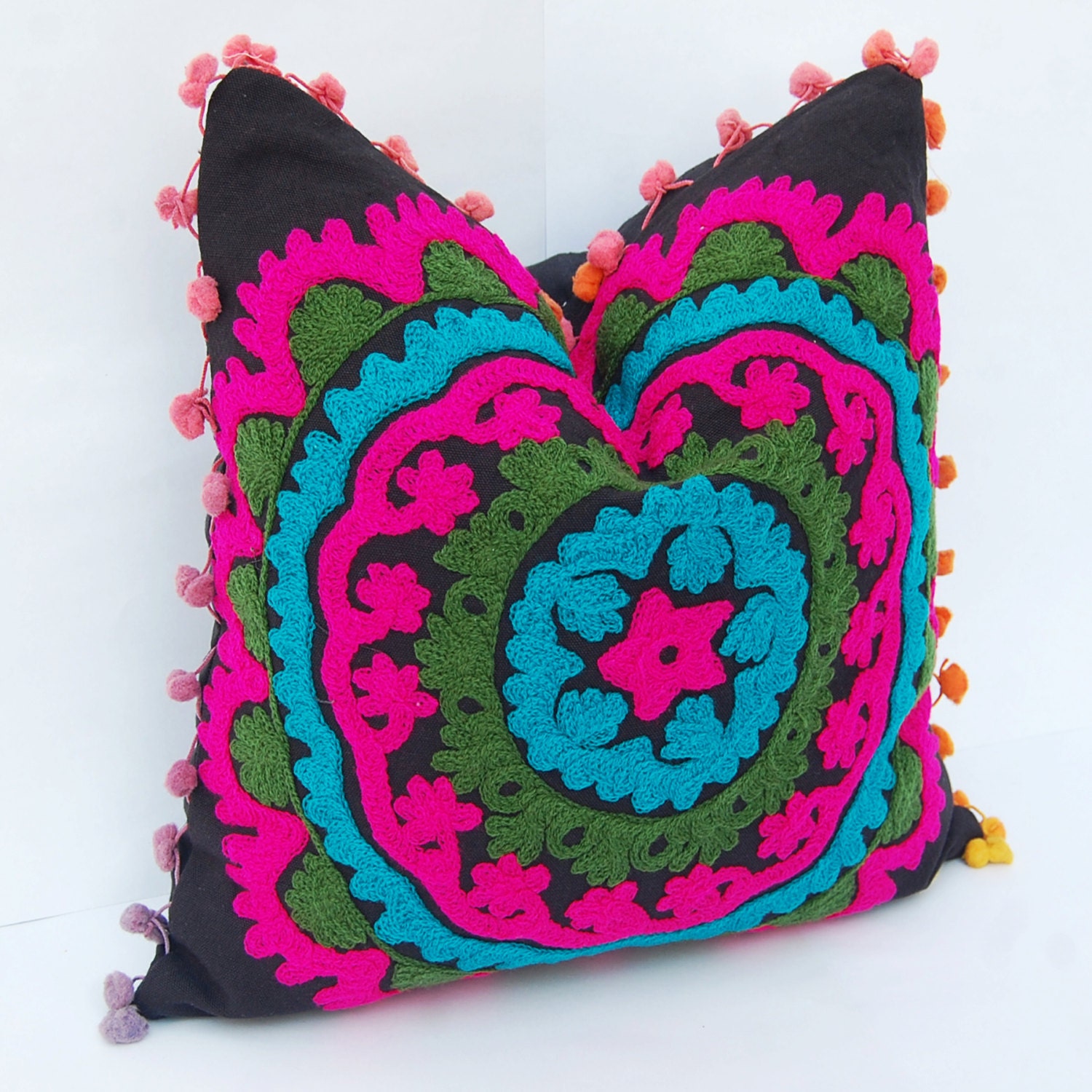 Indian Handmade Embroidered Cushion Covers Suzani Cushion Etsy