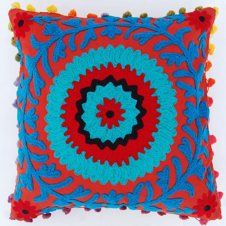 Colorful Wool Handmade Embroidered Indian Cushion Covers Etsy