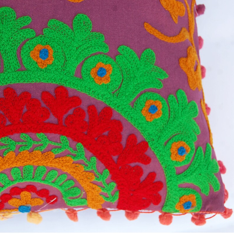 Embroidered Pillow Covers Indian Art Uzbek Suzani Cushion Etsy
