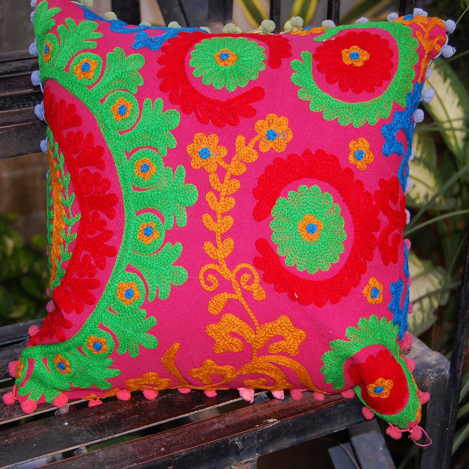 Pillow Cases Suzani Cushion Covers Wool Hand Embroidered Etsy