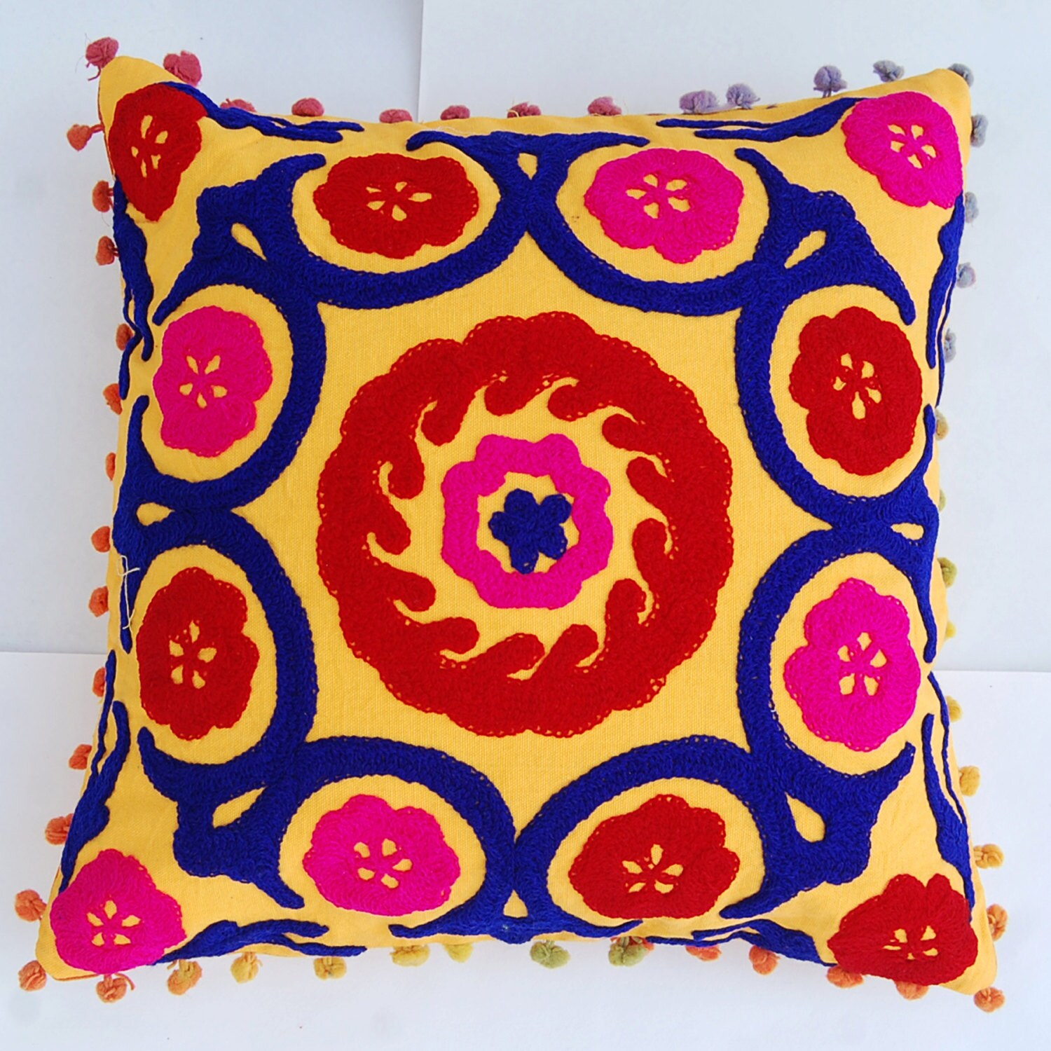 Cushion Covers Indian Handmade Woolen Embroidered Suzani Etsy